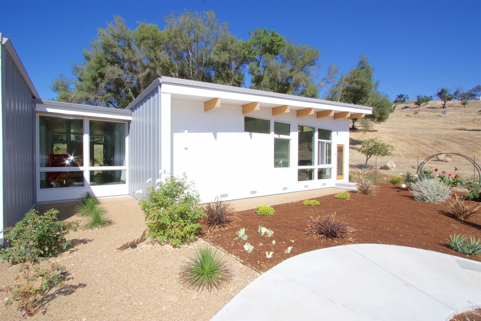 Rear elevation with clerestory windows and new plantings