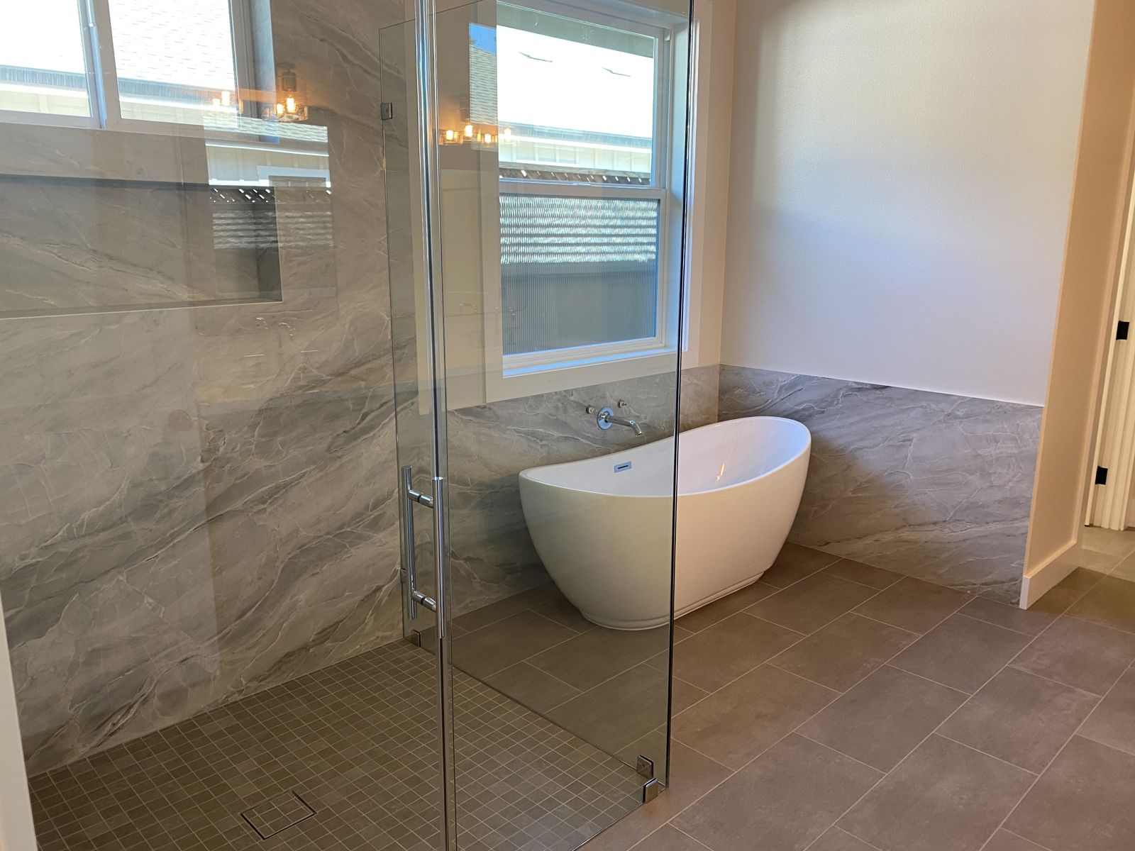 Bath remodel — freestanding tub and frameless shower